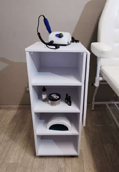 Маникюрный стол ПОДКАТНОЙ для работы в 4 руки с 4мя полками