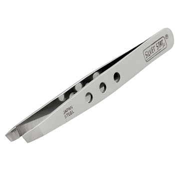Silver Star Пинцет АТ-965 special, косой с отверстиями