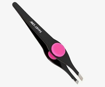 Silver Star Пинцет АТ-9100 BLACK, косой, черный, силиконовая вставка