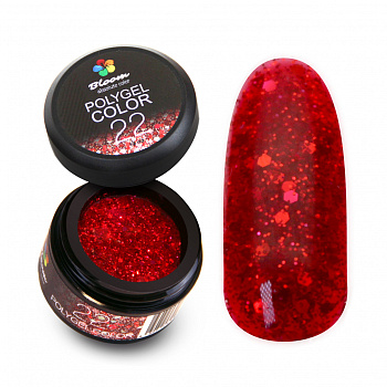 Полигель Bloom № 22 красный с блестками, 12 гр